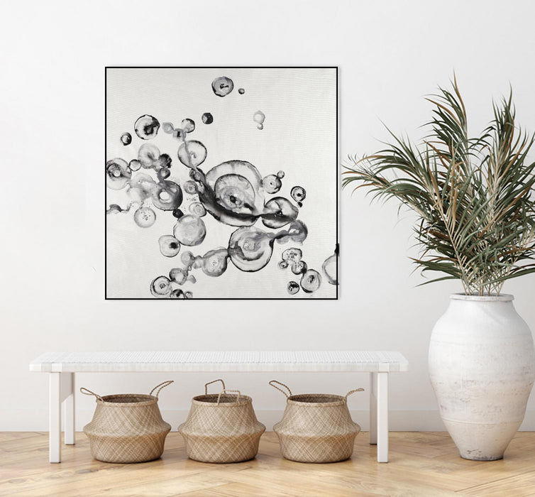 Œuvre d'art murale sur toile encadrée noire « Transparent Onyx » 20 x 20