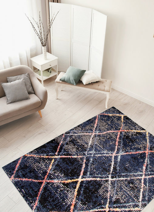 Carpette Makondo Abstract bleu marin - 6 pi 7 pox 9 pi 6 po