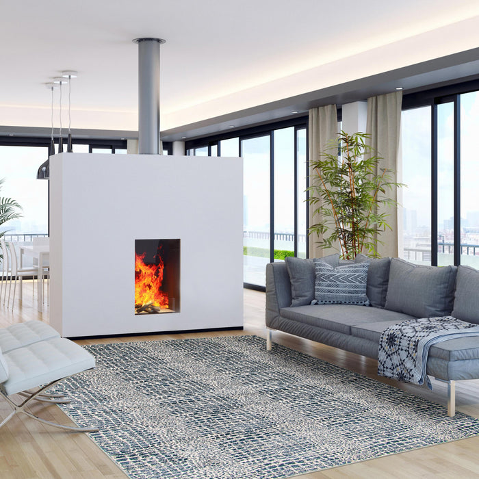 Carpette Kecia bleu marine/crème 6 pi 7 po x 9 pi 6 po
