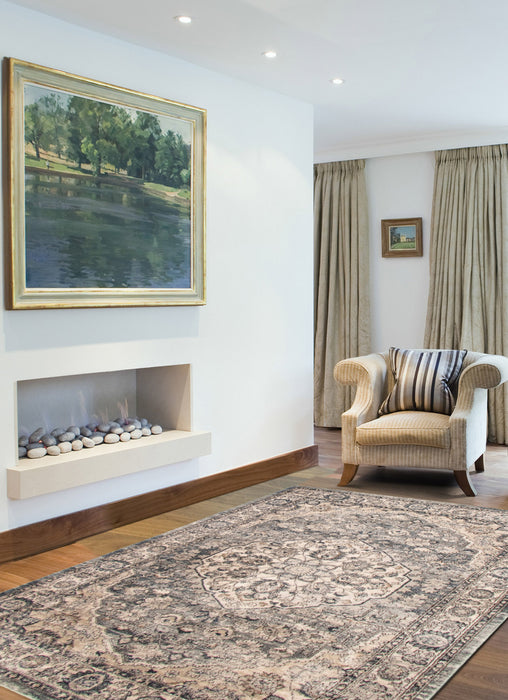 Carpette Octavian Tabriz bleu-ivoire - 3 pi 11 pox 5 pi 11 po