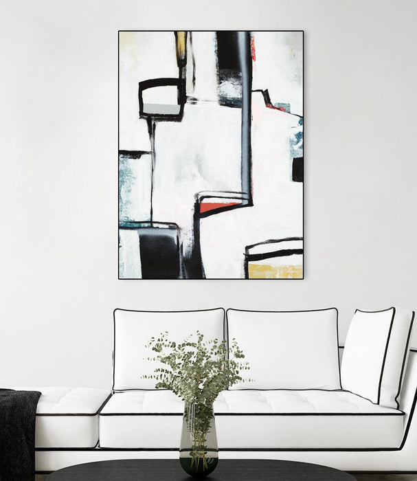 Œuvre d'art murale sur toile encadrée noire « The A Line I » 30 x 40