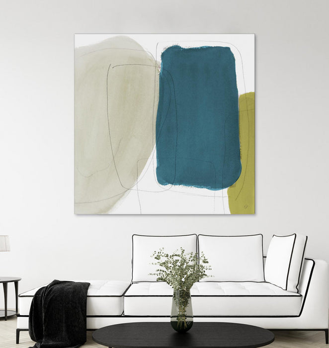 Œuvre d’art murale Giant Art « Beige And Navy Abstract » 54 x 54