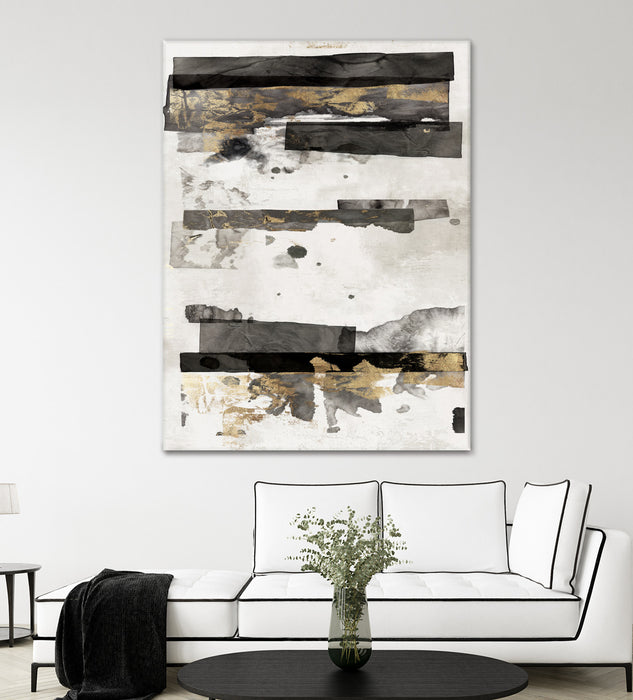 Œuvre d’art murale Giant Art « Gold And Black Ink Ii » 72 x 54