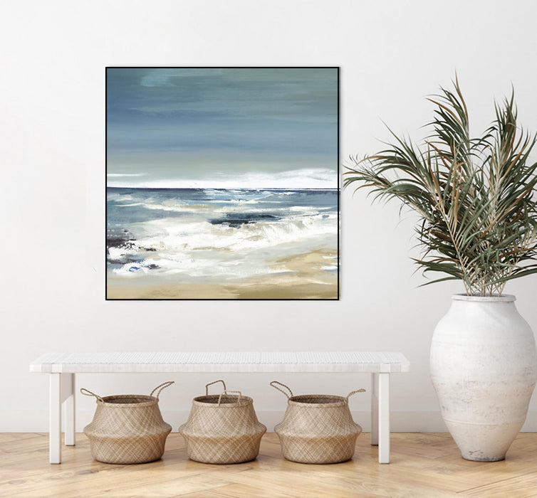 Œuvre d’art murale sur toile encadrée noire « East Coast Ii » 20 x 20