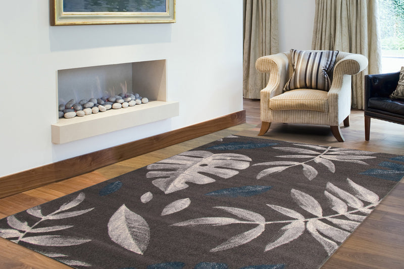 Carpette Palta anthracite-couleur pétrole - 7 pi 10 pox 10 pi 2 po