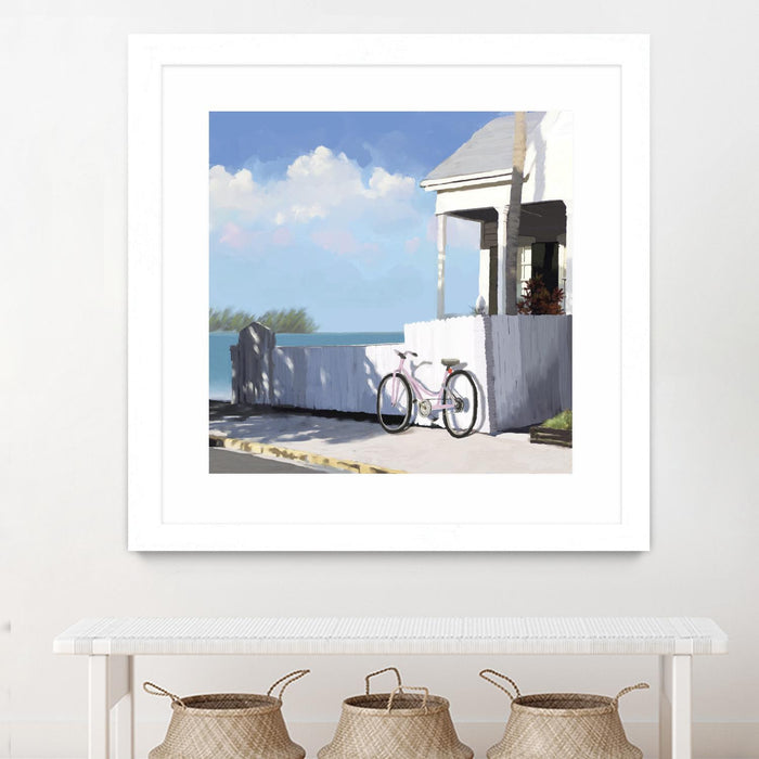 Œuvre d’art murale encadrée blanche et mate « Key West Cabana Ii » 36 x 36