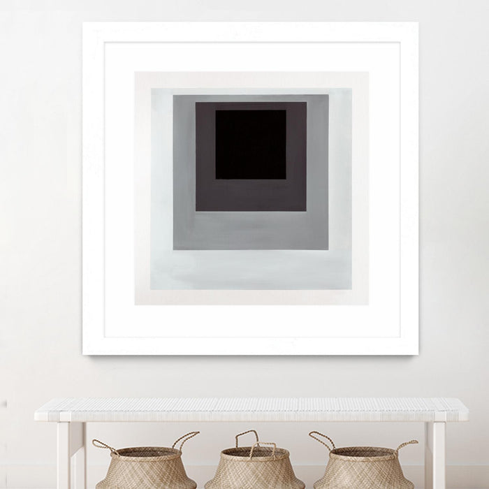 Œuvre d’art murale encadrée blanche et mate « Inside Box Thinker » 36 x 36