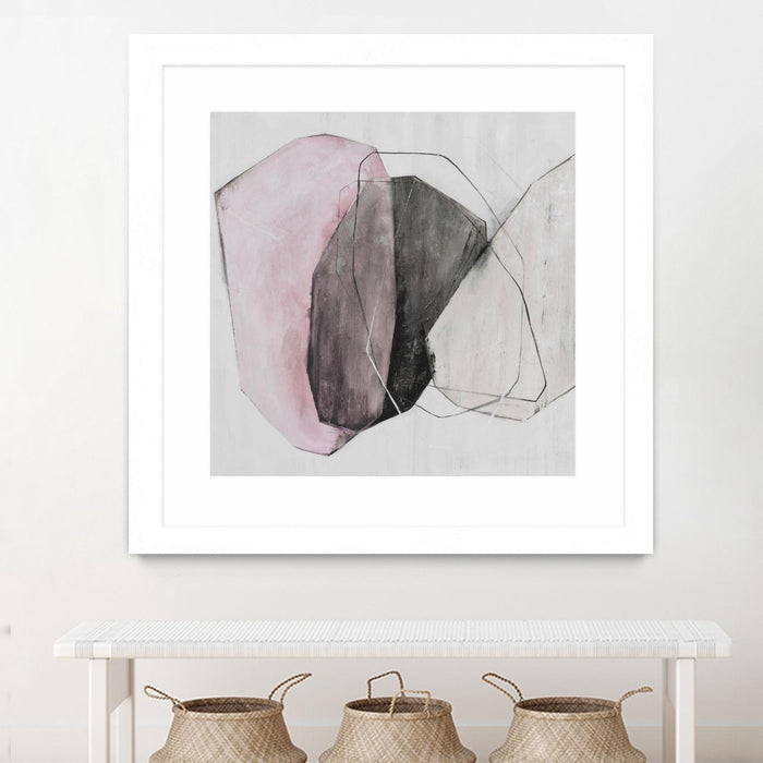 Œuvre d’art murale encadrée blanche et mate « Tickled With Pink » 36 x 36