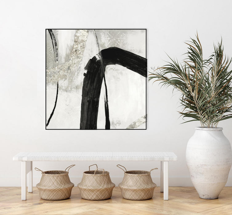 Œuvre d'art murale sur toile encadrée noire « Black Ink Ii » 20 x 20