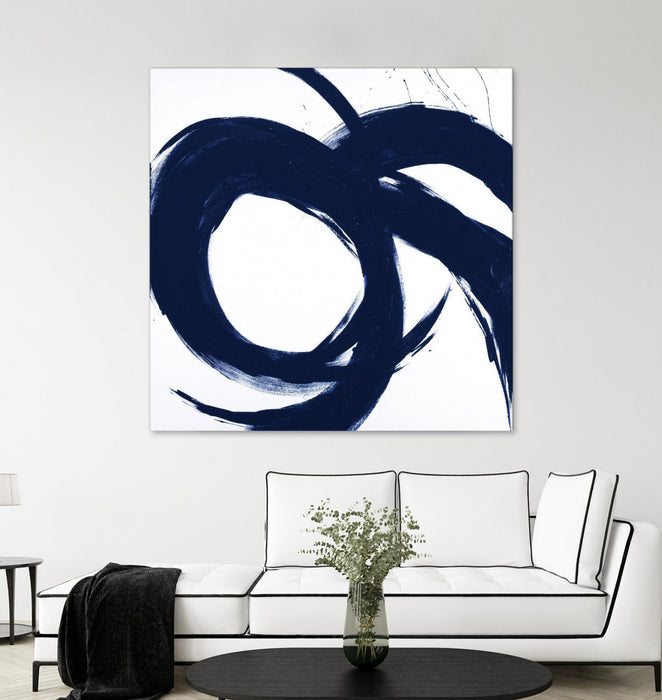 Œuvre d’art murale Giant Art « Navy Circular Strokes Ii » 72 x 72
