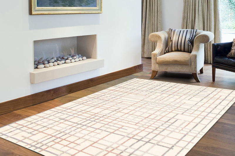 Carpette Taite crème-argent - 3 pi 11 pox 5 pi 7 po