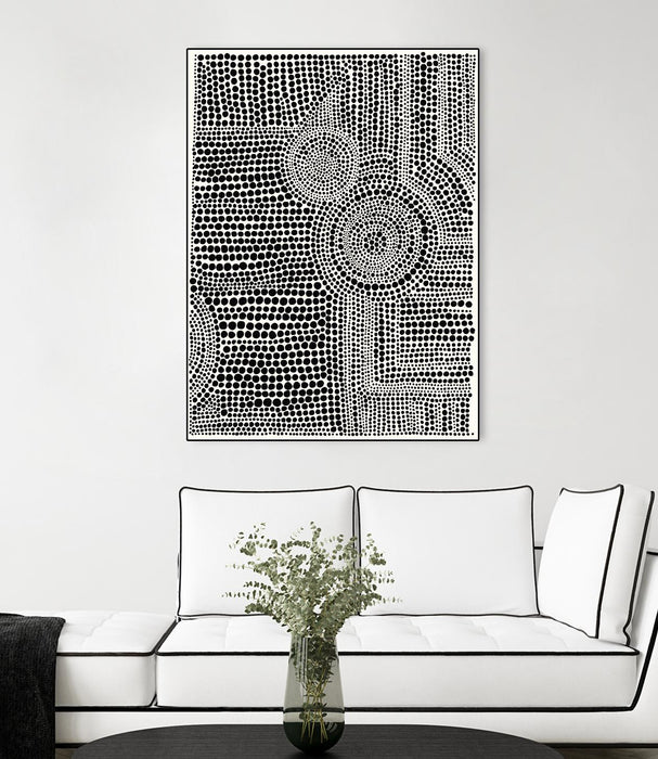 Œuvre d'art murale sur toile encadrée noire « Clustered Dots A » 18 x 24