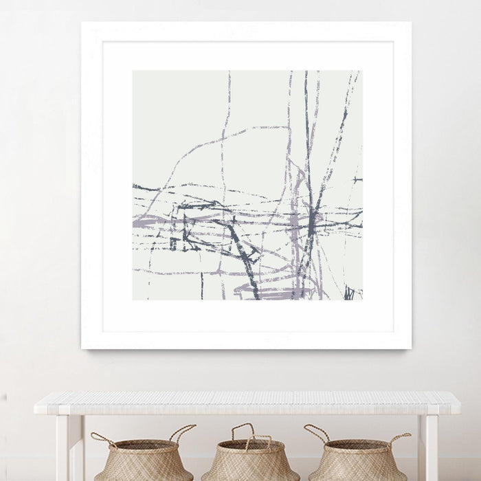 Œuvre d’art murale encadrée blanche et mate « Chalk Doodles H » 36 x 36