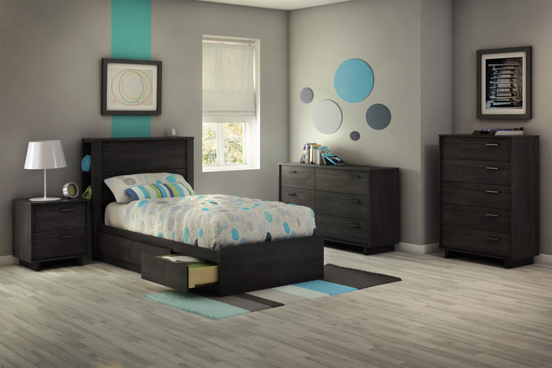 Fynn Lit matelot 3 tiroirs Simple - Chêne gris