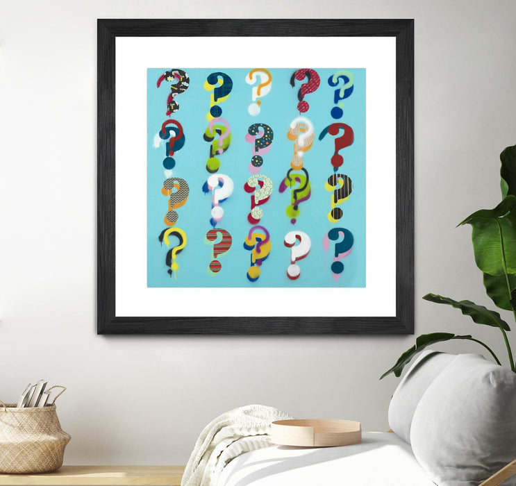 Œuvre d’art murale encadrée noire et mate « Pop The Question » 36 x 36