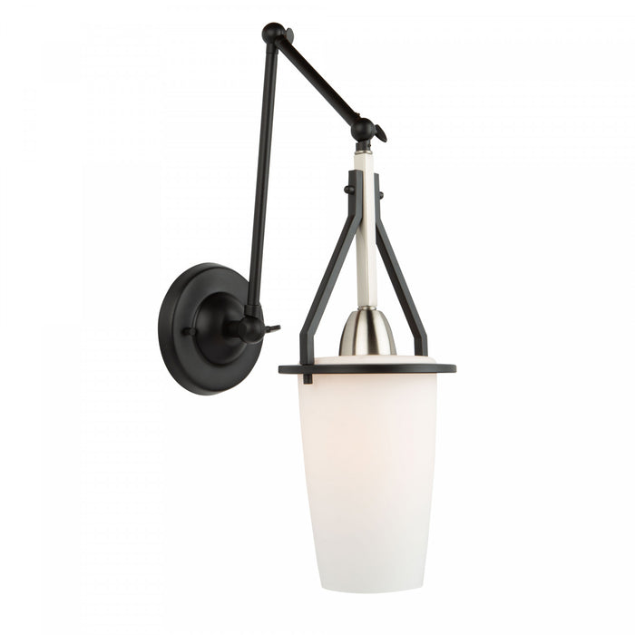 Luminaire suspendu de style applique murale cylindrique Brydon noir et nickel brossé à 1 ampoule
