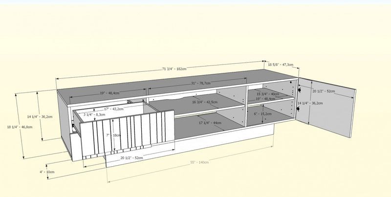 Meuble pour téléviseur Nordika de 72 po - blanc