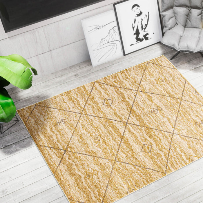 Tapis Grande Ivoire / Or 5pi 3 po X 7pi 3po