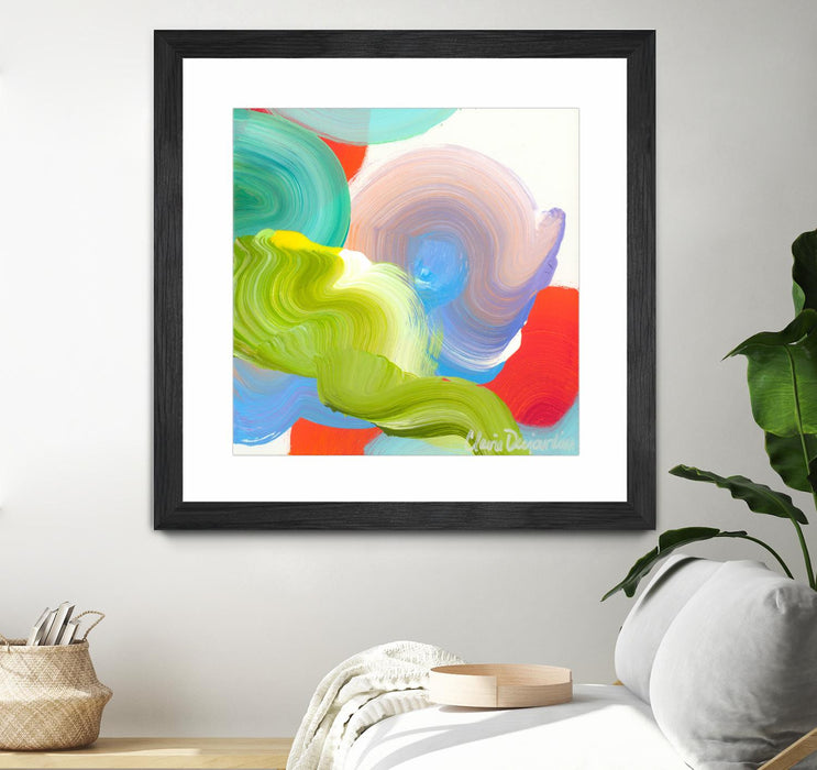 Œuvre d'art murale encadrée noire et mate « Vav 05 » 30 x 30
