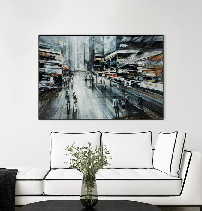 Œuvre d’art murale sur toile encadrée noire « Rush » 36 x 24