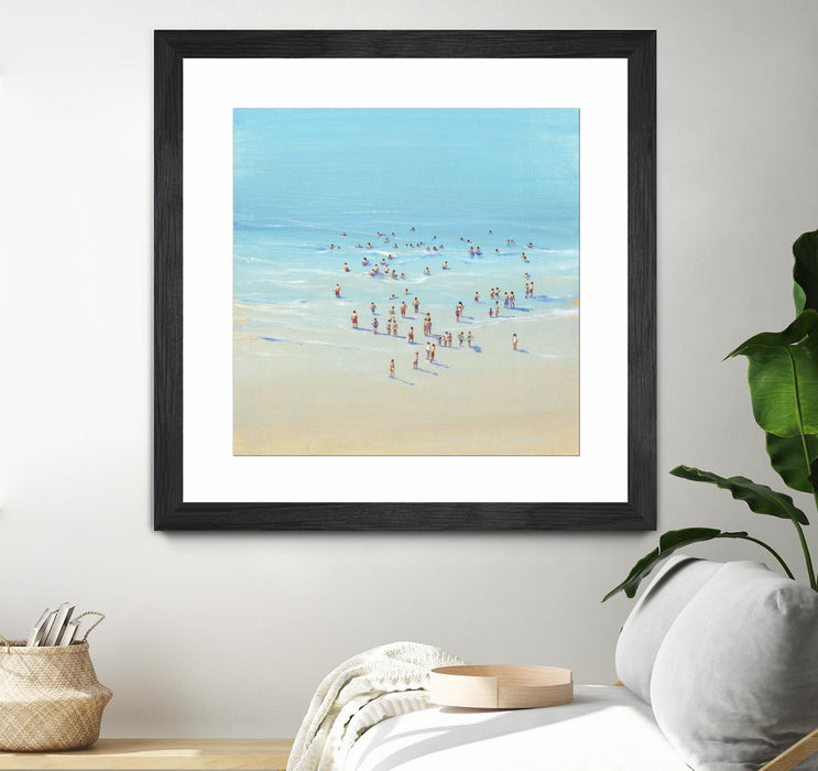 Œuvre d’art murale encadrée noire et mate « Beach Day Ii » 36 x 36
