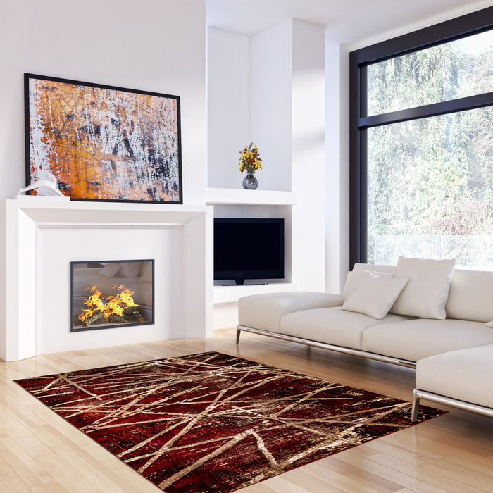 Carpette Cherokee rouge - 5 pi 3 po x 7 pi 3 po