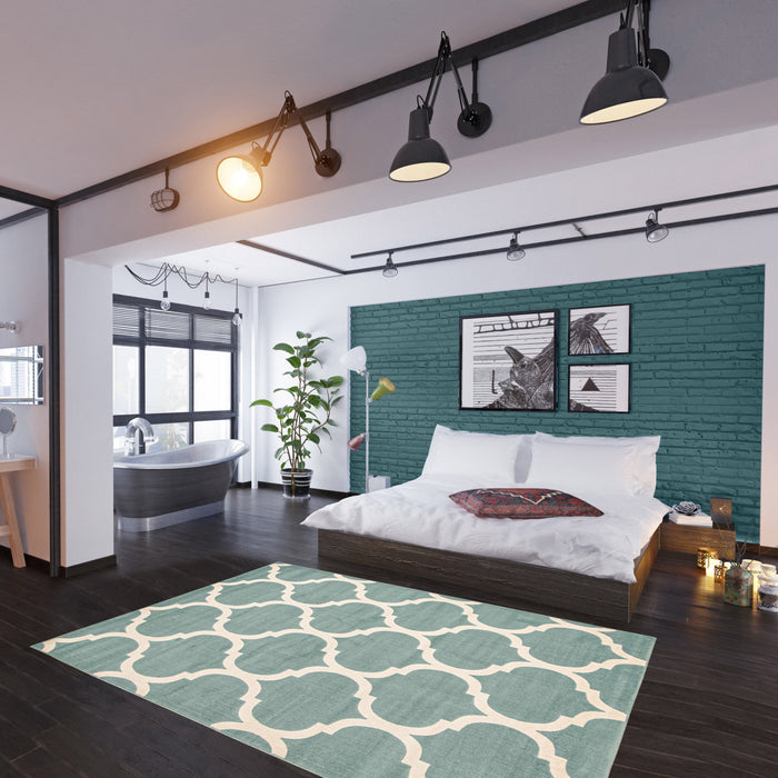 Carpette Aliya turquoise 5 pi 3 po x 7 pi 7 po