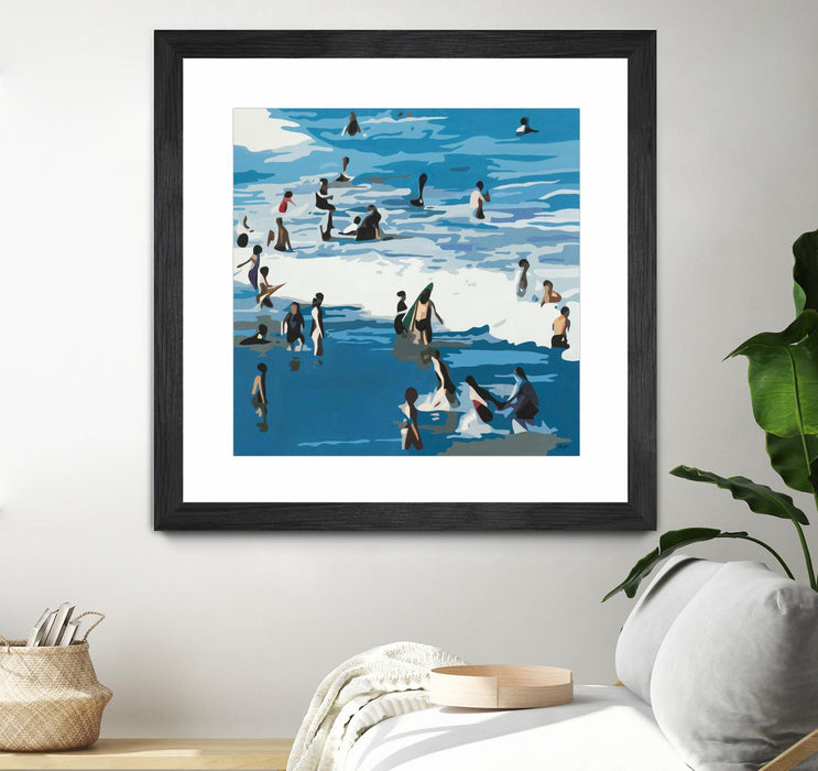 Œuvre d’art murale encadrée noire et mate « Surf's Up » 30 x 30