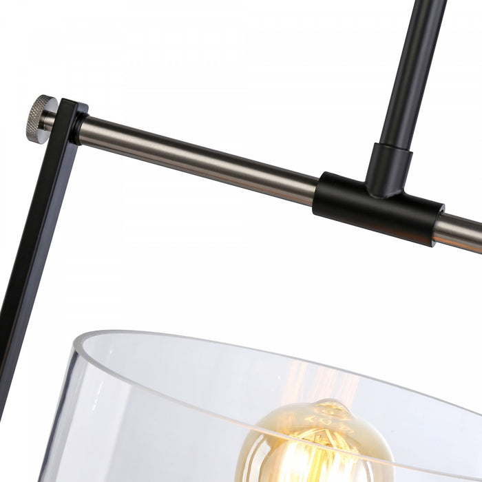 Luminaire suspendu Cheshire noir et nickel à 1 ampoule