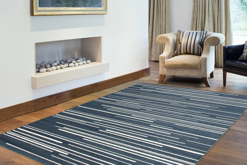 Carpette Faith couleur pétrole-crème - 5 pi 3 pox 7 pi 3 po