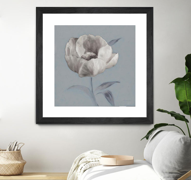 Œuvre d’art murale encadrée noire et mate « Floral Symposium I » 30 x 30