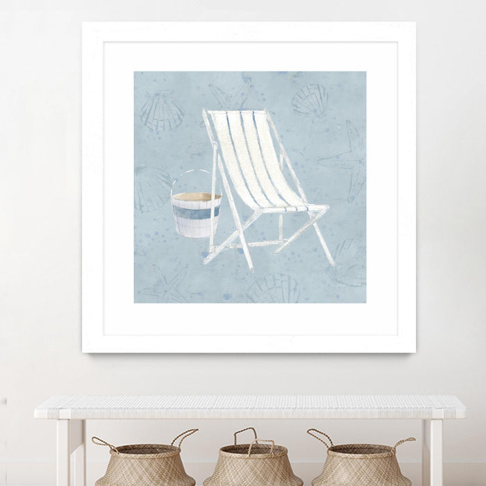 Œuvre d’art murale encadrée blanche et mate « Serene Seaside Iii » 36 x 36