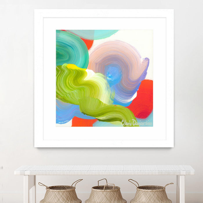 Œuvre d’art murale encadrée blanche et mate « Vav 05 » 36 x 36