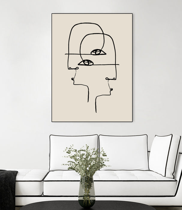 Œuvre d’art murale encadrée noire et mate « Faces » 24 x 32