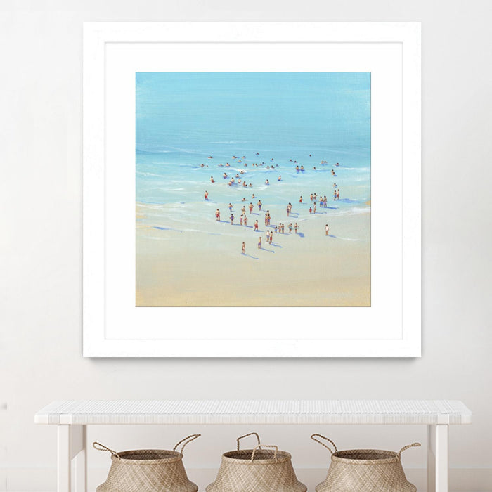 Œuvre d’art murale encadrée blanche et mate « Beach Day Ii » 30 x 30