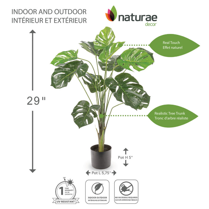 Monstera artificiel de 29 po pour l’intérieur et l’extérieur en pot noir