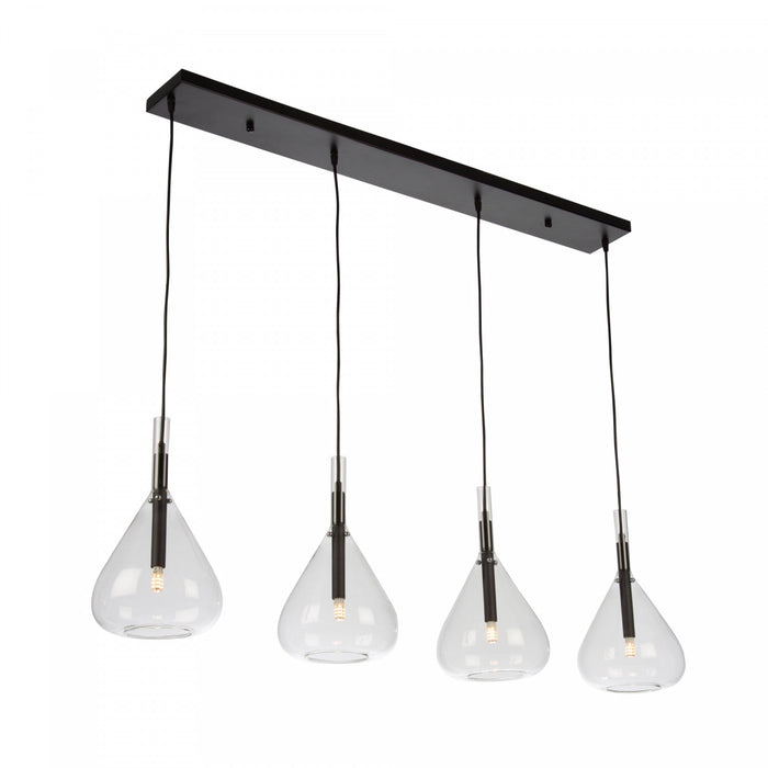 Luminaire suspendu Conic noir à 4 ampoules