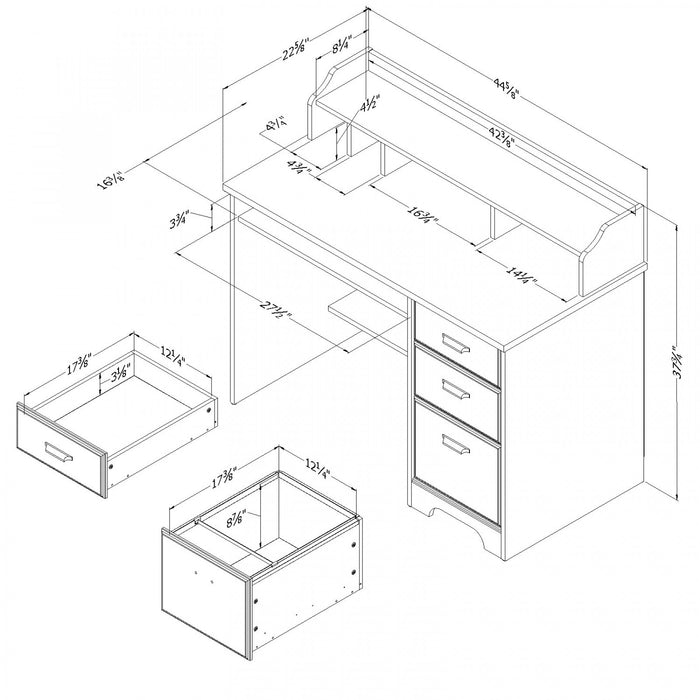 Bureau d’ordinateur Versa avec crédence - érable cendré