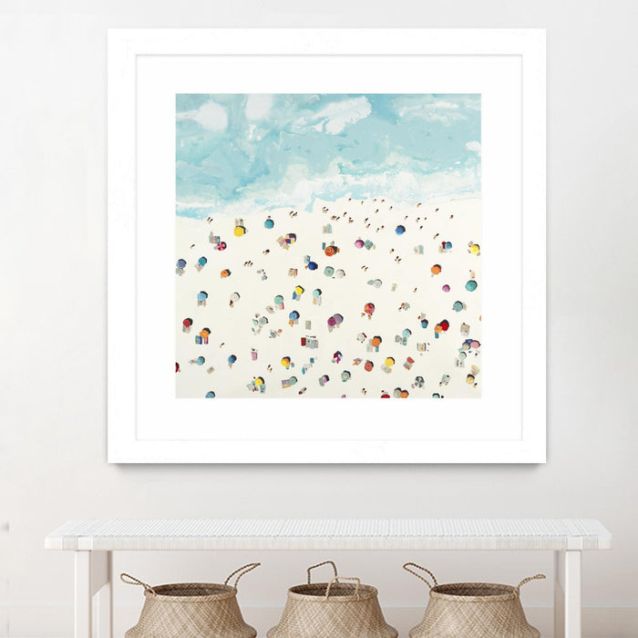 Œuvre d’art murale encadrée blanche et mate « Beach Days » 30 x 30