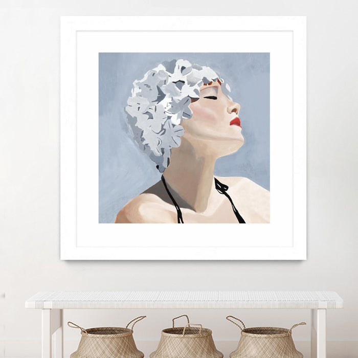 Œuvre d’art murale encadrée blanche et mate « Getting My Tan On » 30 x 30