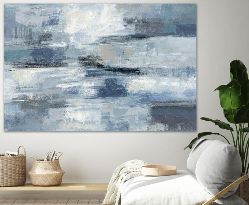 Œuvre d’art murale Giant Art « Clear Water Indigo And Gray » 72 x 48