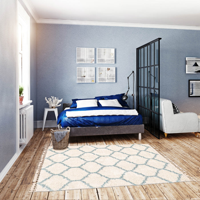 Carpette à poil long Helma Trellis crème 3 pi 11 po x 5 pi 11 po