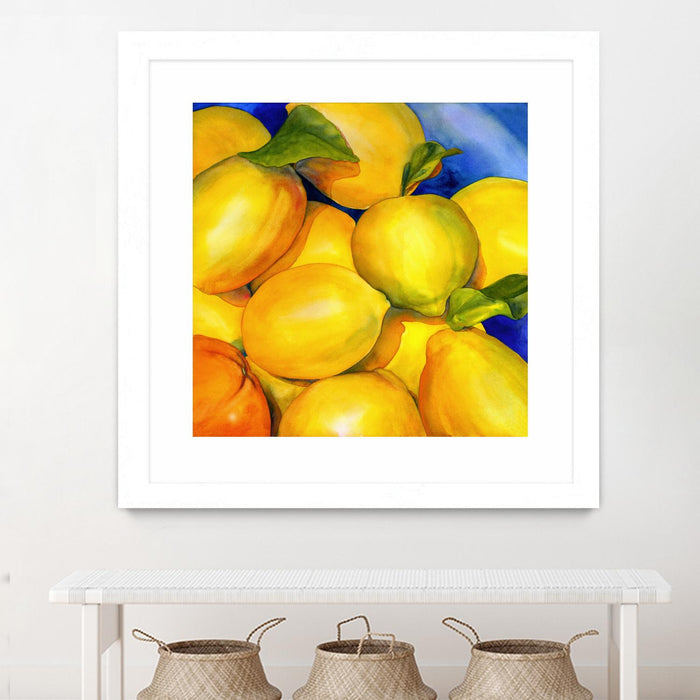 Œuvre d’art murale encadrée blanche et mate « Zest For Life » 30 x 30