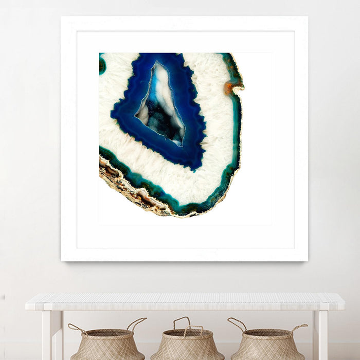 Œuvre d’art murale encadrée blanche et mate « Mediterranean Agate A » 30 x 30