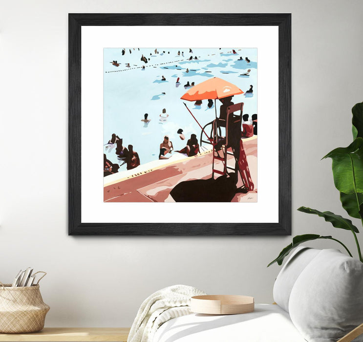 Œuvre d’art murale encadrée noire et mate « It's All Going Just Swimmingly » 30 x 30