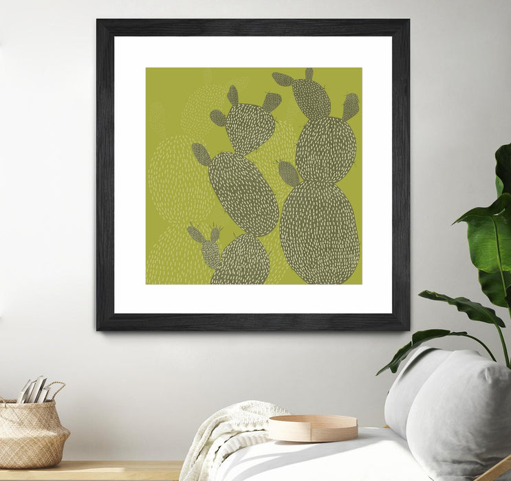 Œuvre d’art murale encadrée noire et mate « Opuntia Ii » 36 x 36