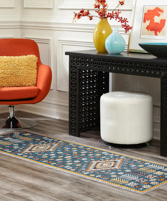 Carpette Gypsy bleue lavable à la machine - 2 pi 6 po x 8 pi 0 po