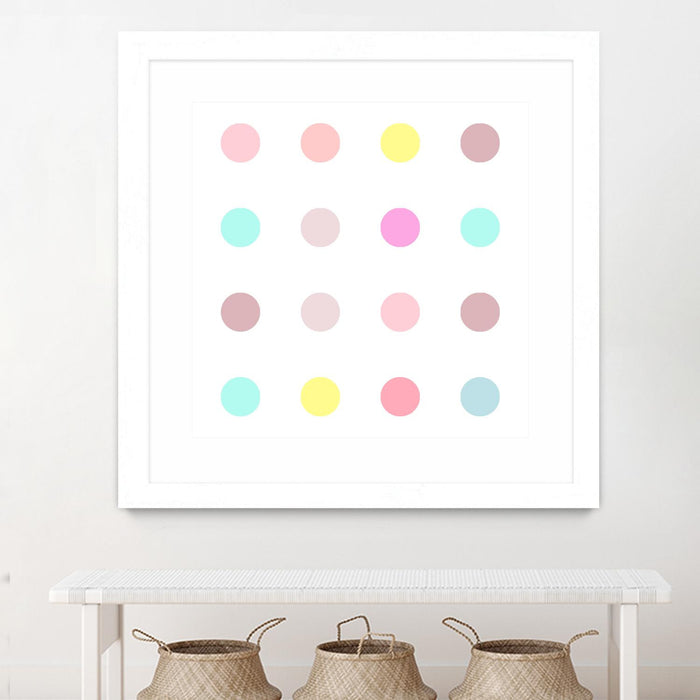 Œuvre d’art murale encadrée blanche et mate « Pink Iv » 30 x 30
