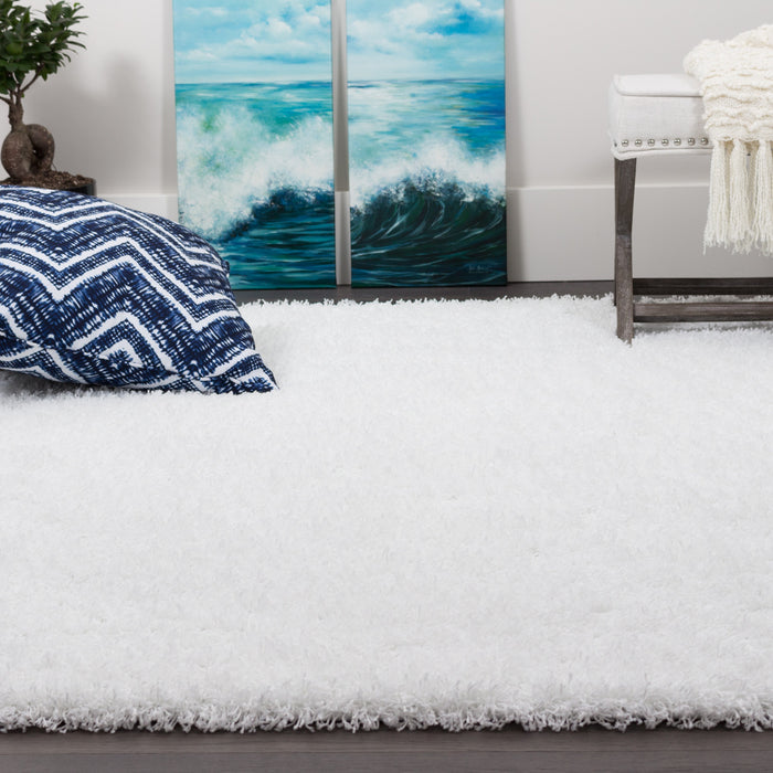 Carpette à poil long Victoria blanche 3 x 5