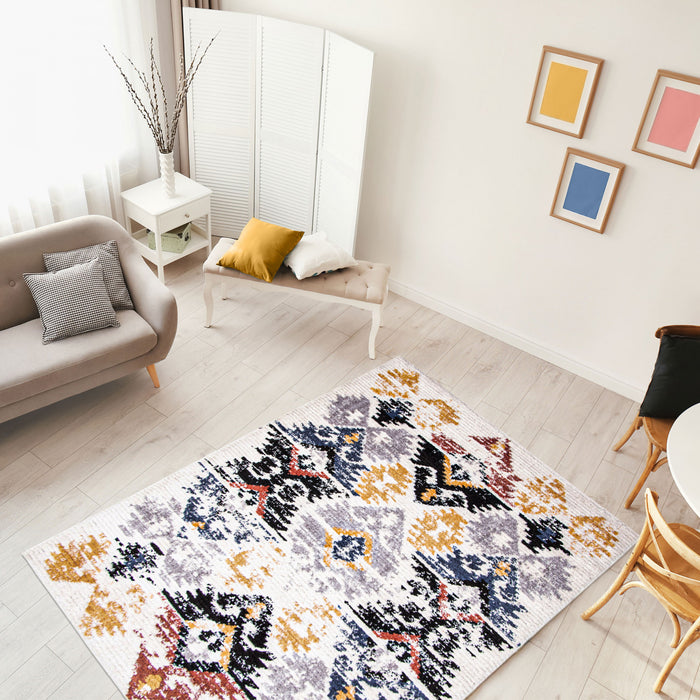 Carpette Paloma Kashkuli blanche - 3 pi 11 po x 5 pi 11 po